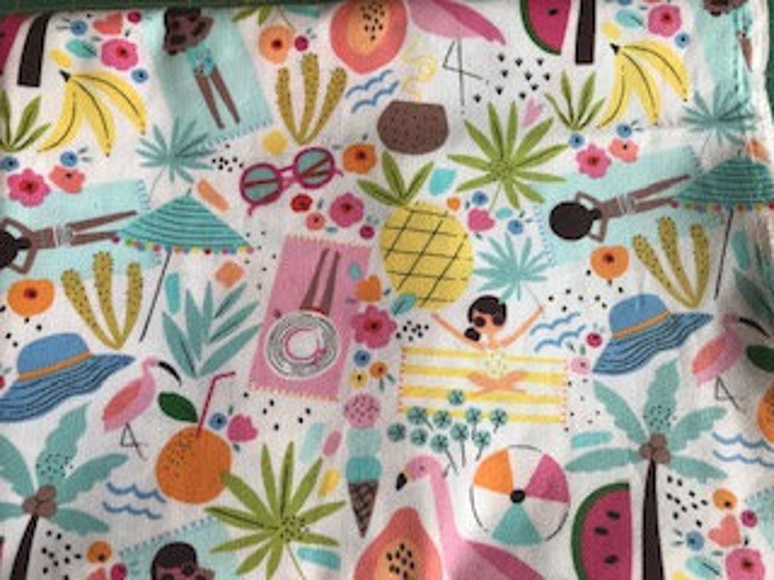 Girls At Beach Summer Time Cotton Fabric By The Yard Etsy