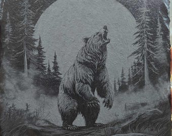 Bear Nature Roaming Wild Coaster Slate Laser Engraved