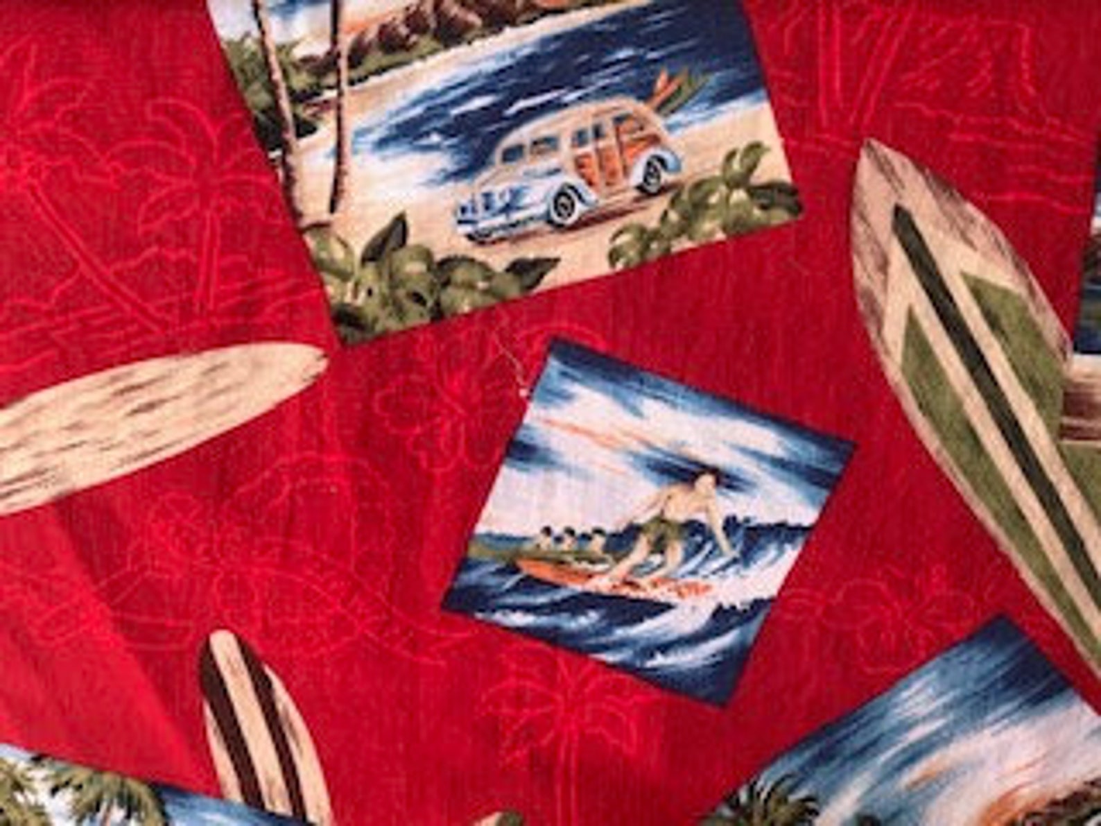 Retro Surfing at the Beach Colorful Cotton Fabric by the Yard - Etsy
