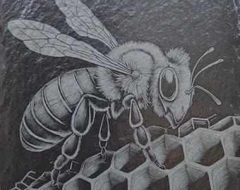 Bee  Slate Laser Engraved
