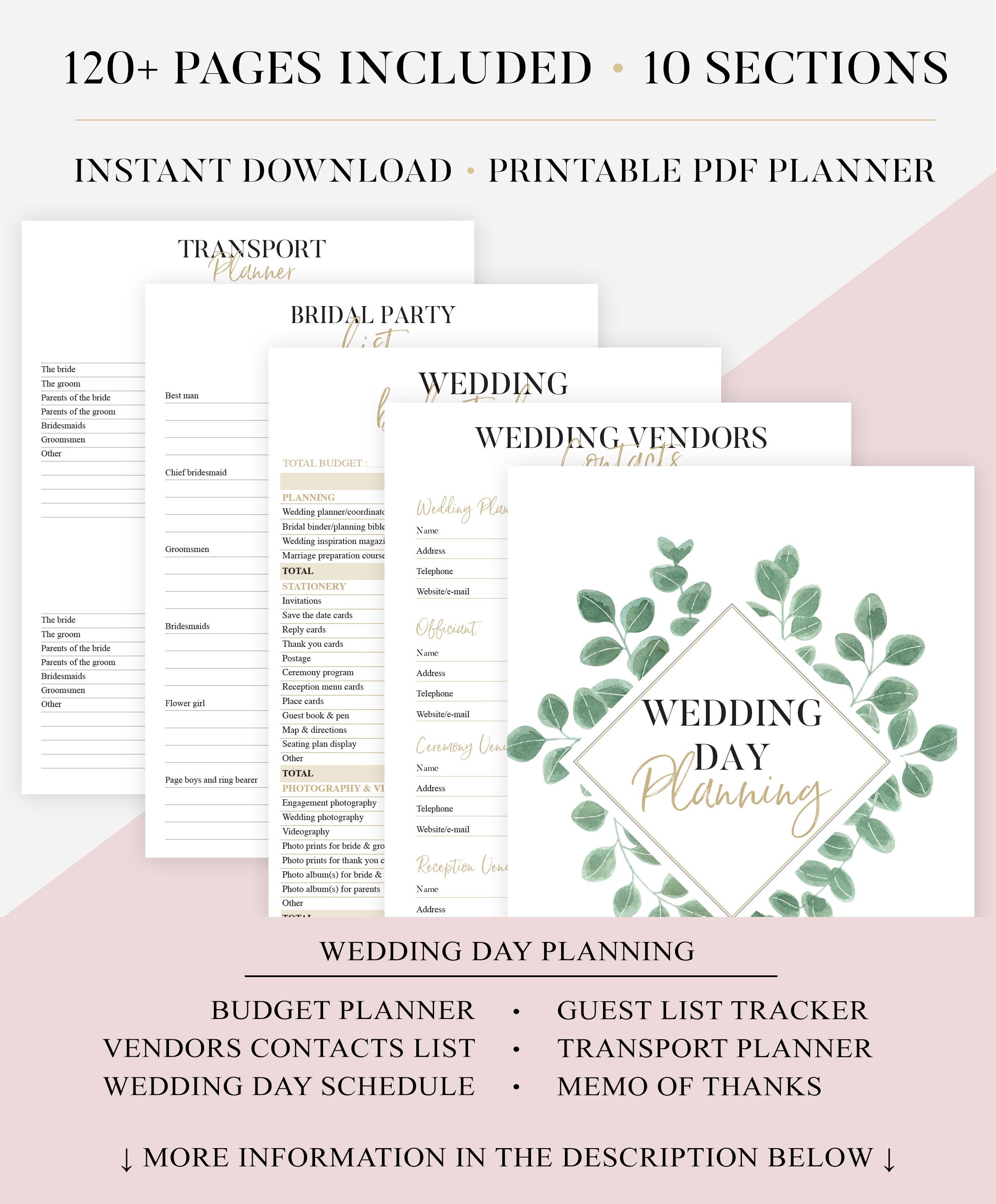 Ultimate Wedding Planner Printable Greenery Wedding | Etsy