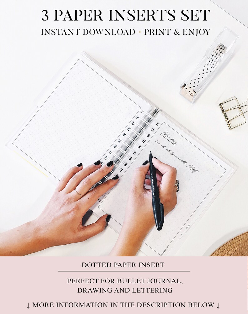 Printable Planner Paper Set Inserts dot grid small and big Etsy