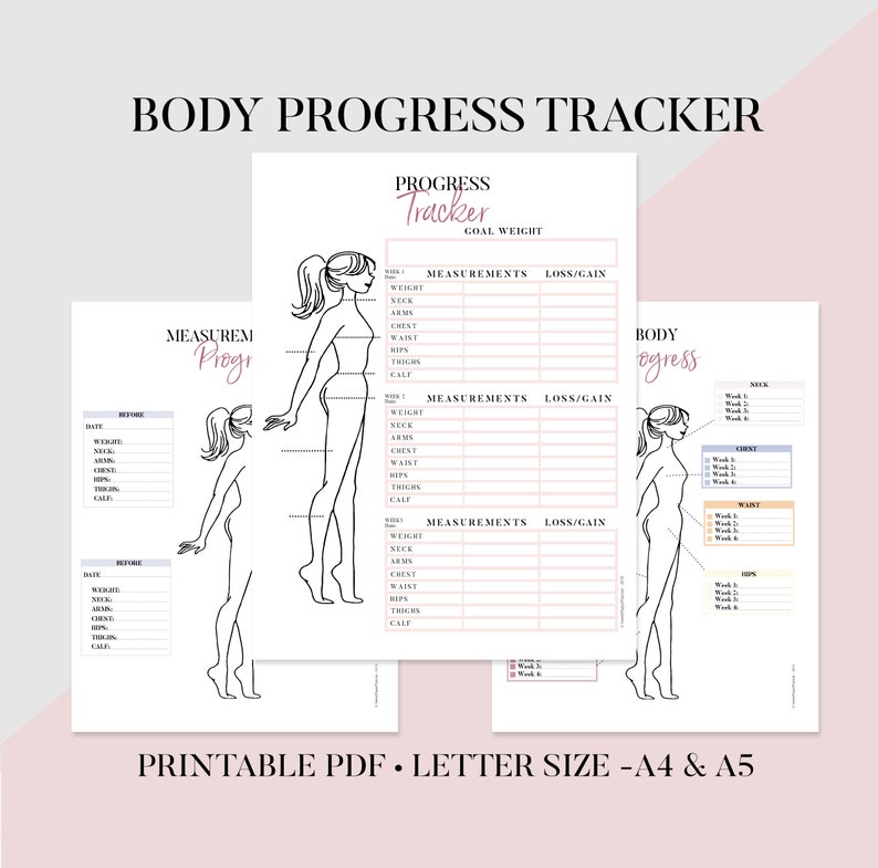 Body Progress Tracker Printable Body Measurements Tracker | Etsy