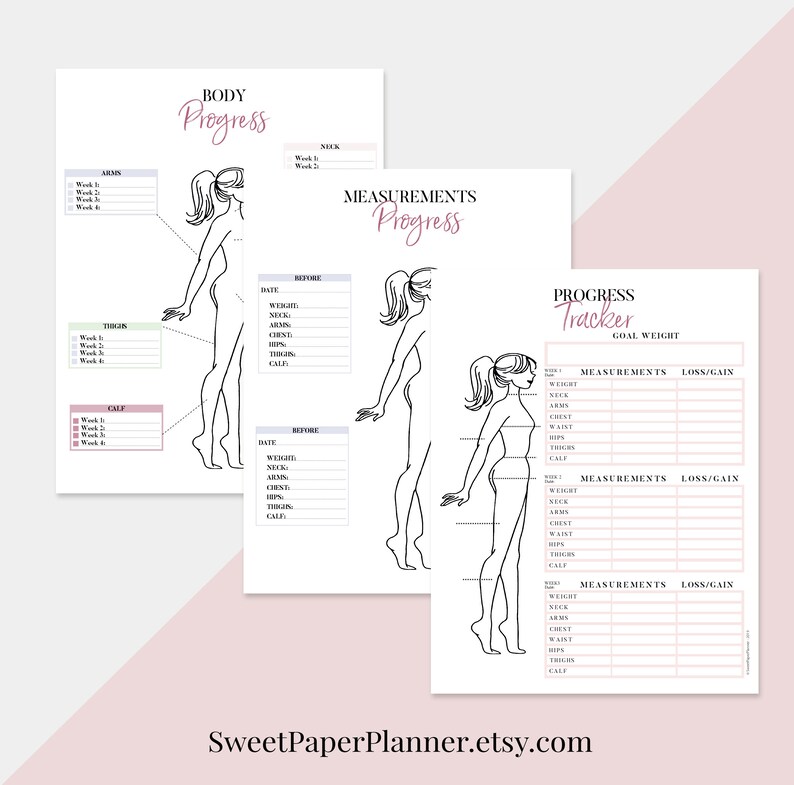 Body Progress Tracker Printable Body Measurements Tracker | Etsy