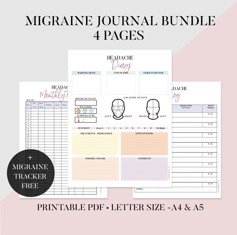 Migraine Magazine Offer Printable, Migraine Tracker, Problem Diary, Migraine Log, Migraine Discomfort, Migraine Severity Period Month-to-month Tracker photo relating to Migraine Diary Printable referred to as Migraine Magazine Deal Printable, Migraine Tracker, Problem Diary, Migraine Log, Migraine Soreness, Migraine Severity Length Month to month Tracker