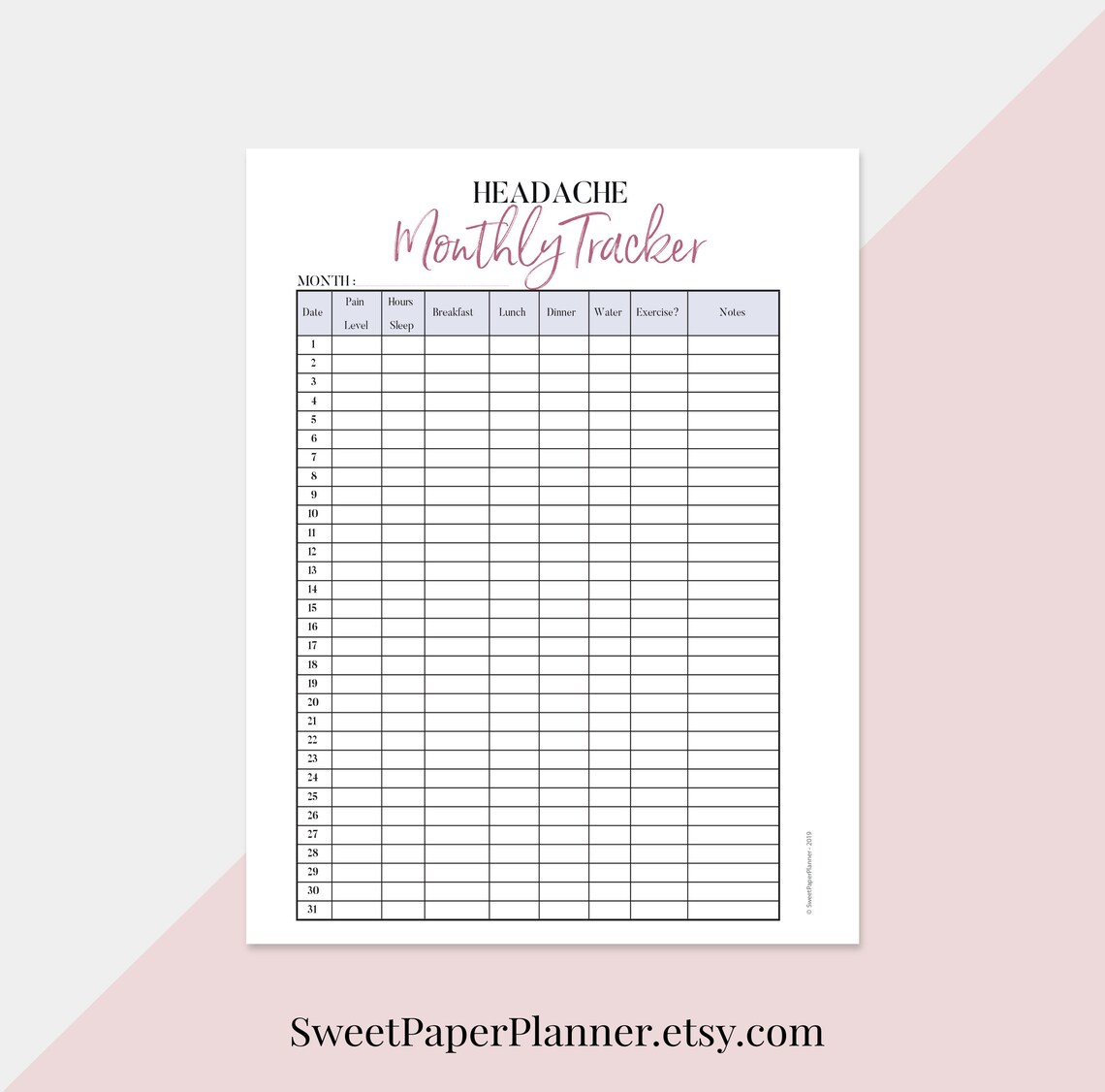 Migraine Journal Bundle Printable Migraine Tracker Headache Etsy