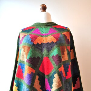 Handmade Peruvian Poncho made from Peruvian Baby-Alpaca wool Handwoven Inca Poncho Traditional Peruvian poncho Vert