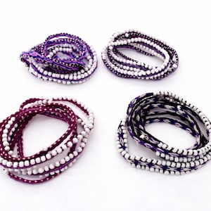 Watana Paarse Boho Armband met Kralen en Natuurlijke Vezels – Wrap Armband Handgemaakt in Peru – Etnische Chic Sieraden Paarse Tinten