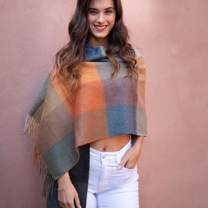 Soft Peruvian Alpaca stole Scarf Luxury shawl in 100% Baby-Alpaca Model-Color TABASCO Alpaca shawl image 3