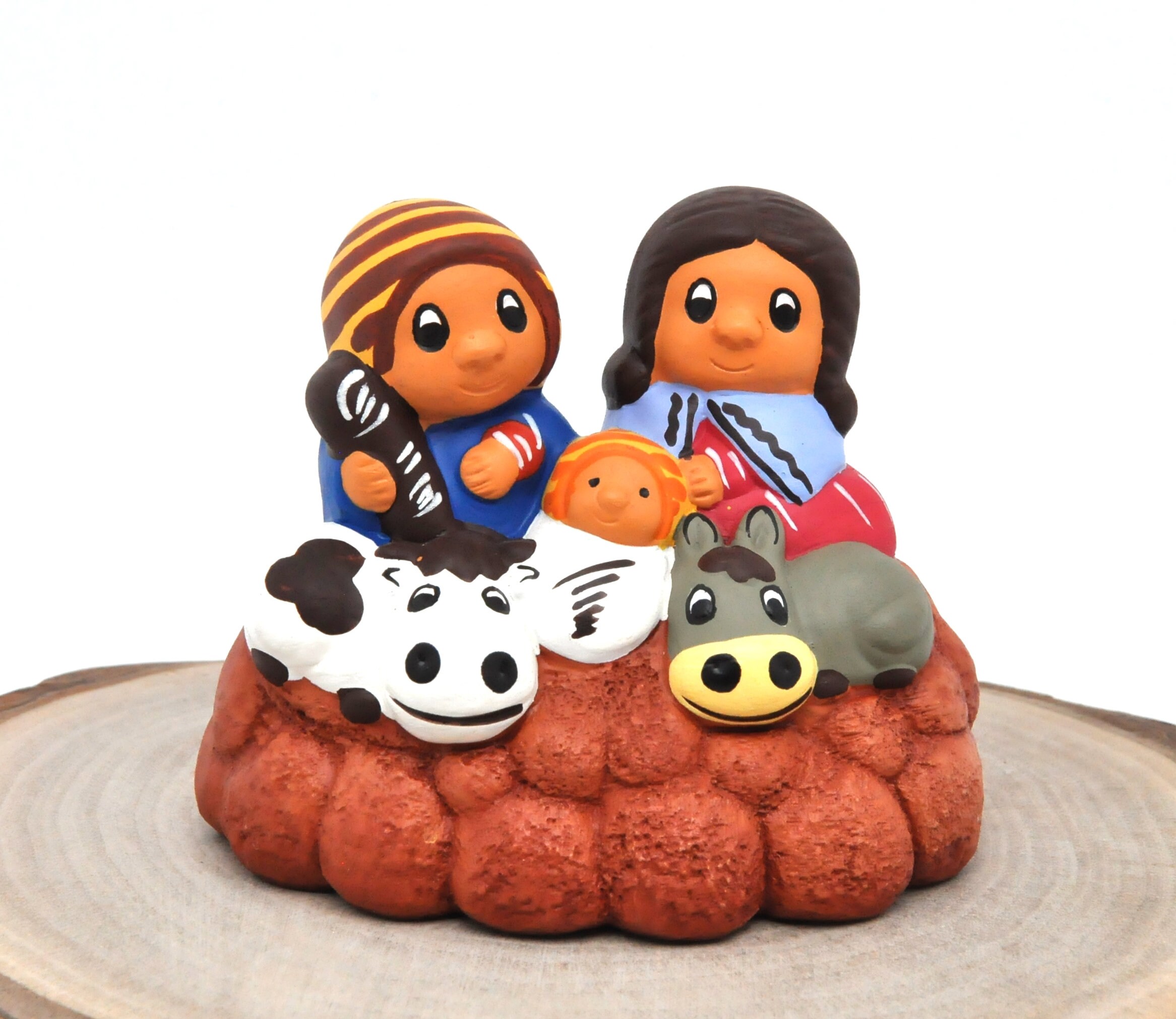 Poterie Artisanale Péruvienne | Nativité - Décoration de Noël Miniature Crèche Des Andes Du Pérou