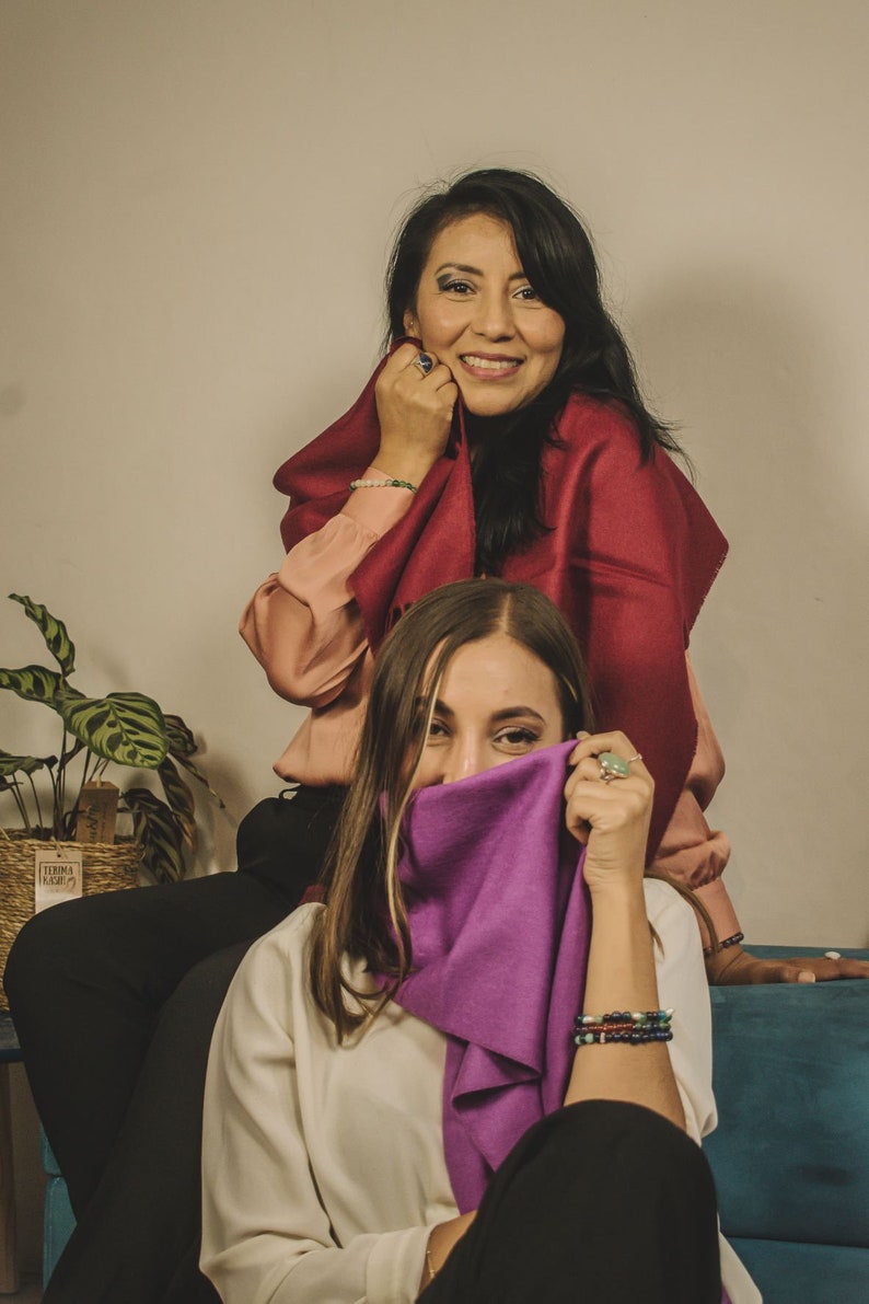 100% Baby Alpaca Scarf | Burgundy & Purple Tone | Flat Weave | AAA Quality | Color of your choice image 5