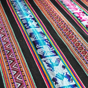 Ib: Peruvian Andean fabric &quot;CHINCHEROS&quot; | Peruvian weaving Aguayo | Colored Fabrics | Telar woven Inca | Fabric WITH seam provided