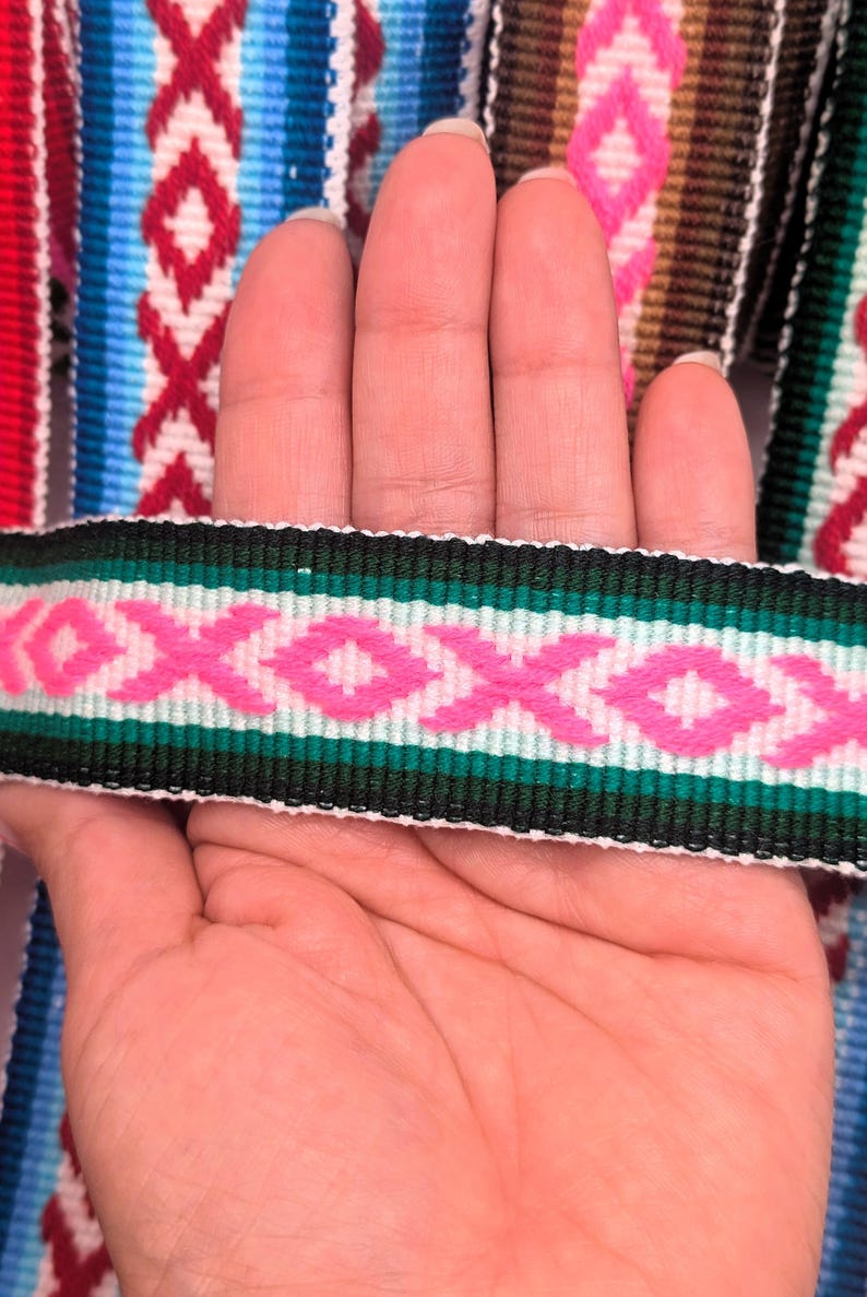 Andean Ribbons Natural Wool Ribbon From Peru – Handwoven on Loom – 3.5 Cm Wide – Sold ...