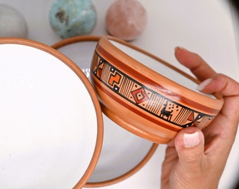 Set of 3 Peruvian Hand-Painted Ceramic Bowls Peruvian Andean Bowls - Natural - Peru - Peruvian Ceramic Plates - Peru Bowls - Peruvian Dish