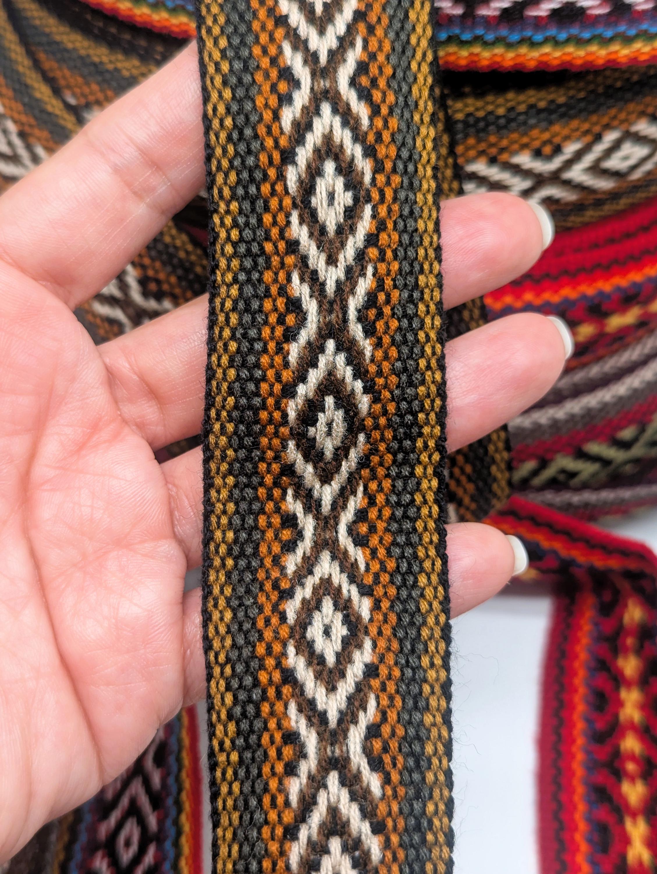 Andean Ribbons Natural Wool Ribbon From Peru – Handwoven on Loom – 3.5 Cm Wide – Sold ...