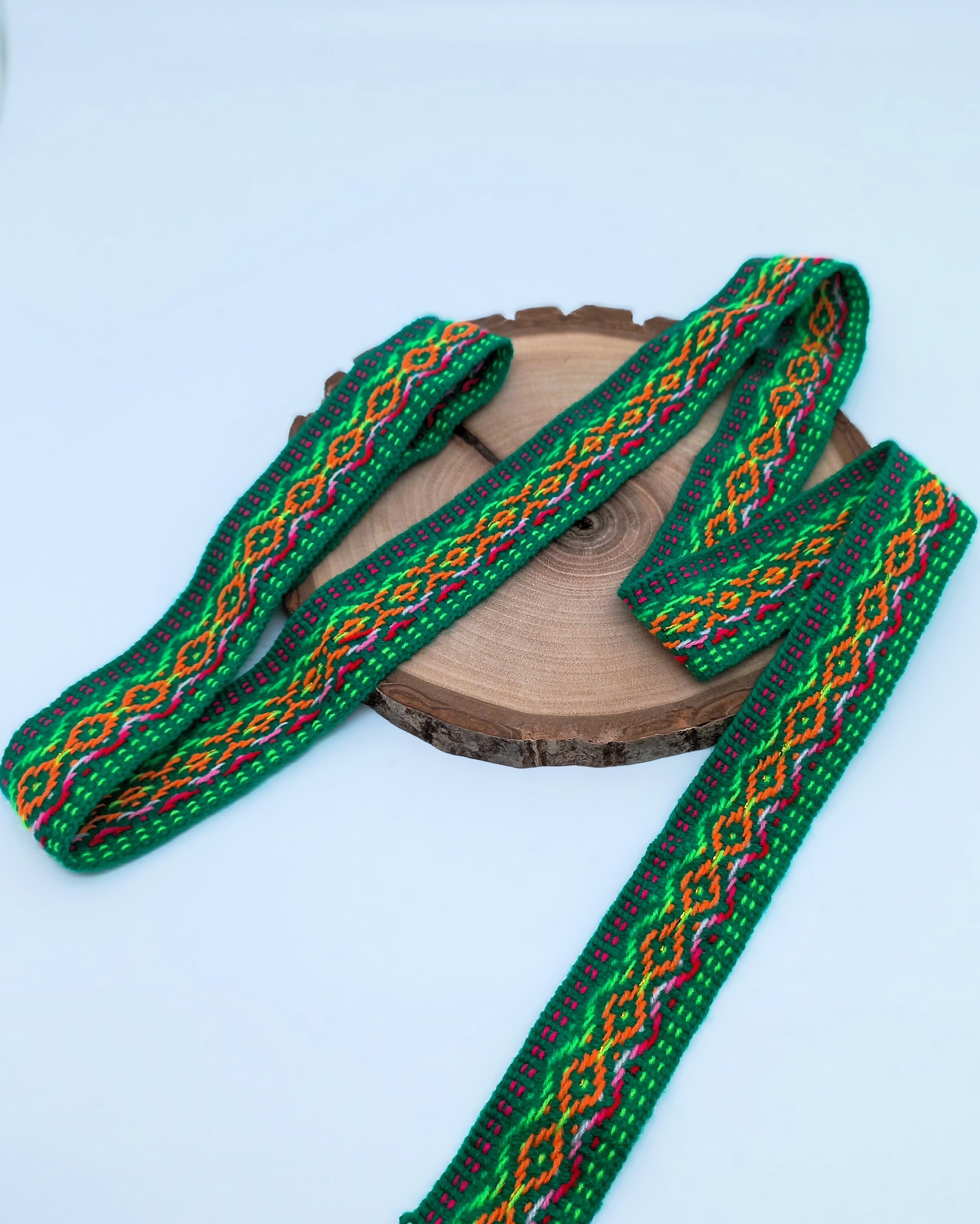 Andean Ribbons 2.5cm Handwoven Wool Ribbon - Andean Geometric Patterns - Peruvian Inka ...