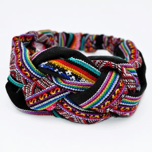 Exquisite Handmade Peruvian Fabric Headband Unique Accessory to Enhance Your Style | Black Colorful | Ethnic Hair Band