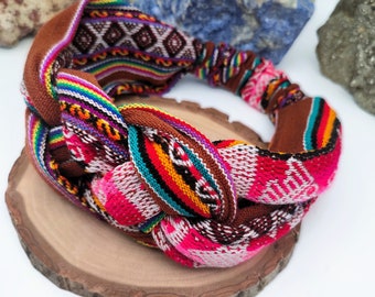 Prachtige handgemaakte Peruaanse stoffen hoofdband Uniek accessoire om uw stijl te verbeteren | Kleurrijk Bruin | Hoofdband van etnisch haar