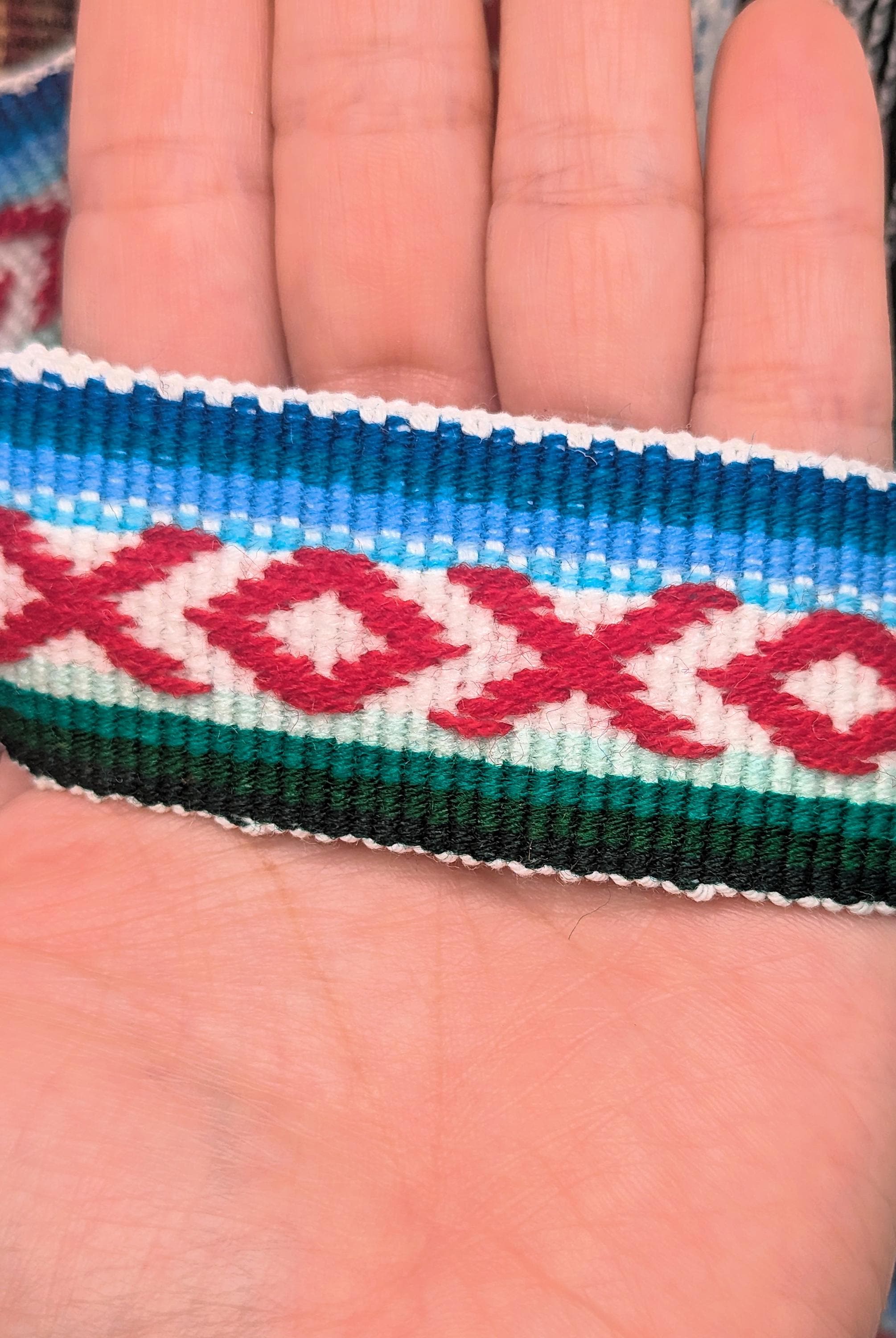Andean Ribbons Natural Wool Ribbon From Peru – Handwoven on Loom – 3.5 Cm Wide – Sold ...