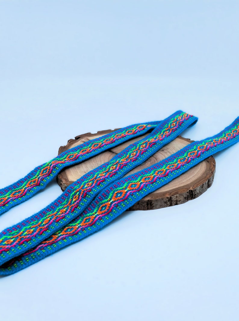 Andean Ribbons 2.5cm Handwoven Wool Ribbon - Andean Geometric Patterns - Peruvian Inka ...