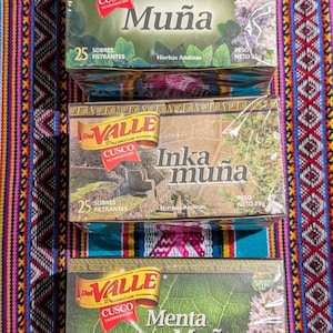 Tè e tisane peruviane dal Perù | Tè, cannella e clavo - Mora | Muña | Muña e Menta | Boldo |Hierba Luisa| Cat Uña | Scatola da 20-25 bustine