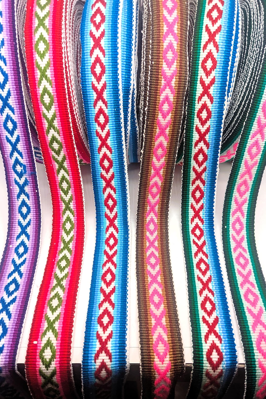 Andean Ribbons Natural Wool Ribbon From Peru – Handwoven on Loom – 3.5 Cm Wide – Sold ...