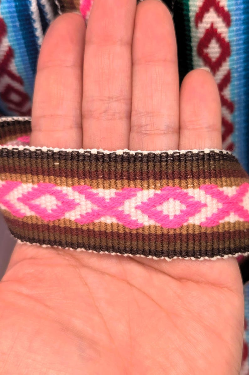 Andean Ribbons Natural Wool Ribbon From Peru – Handwoven on Loom – 3.5 Cm Wide – Sold ...
