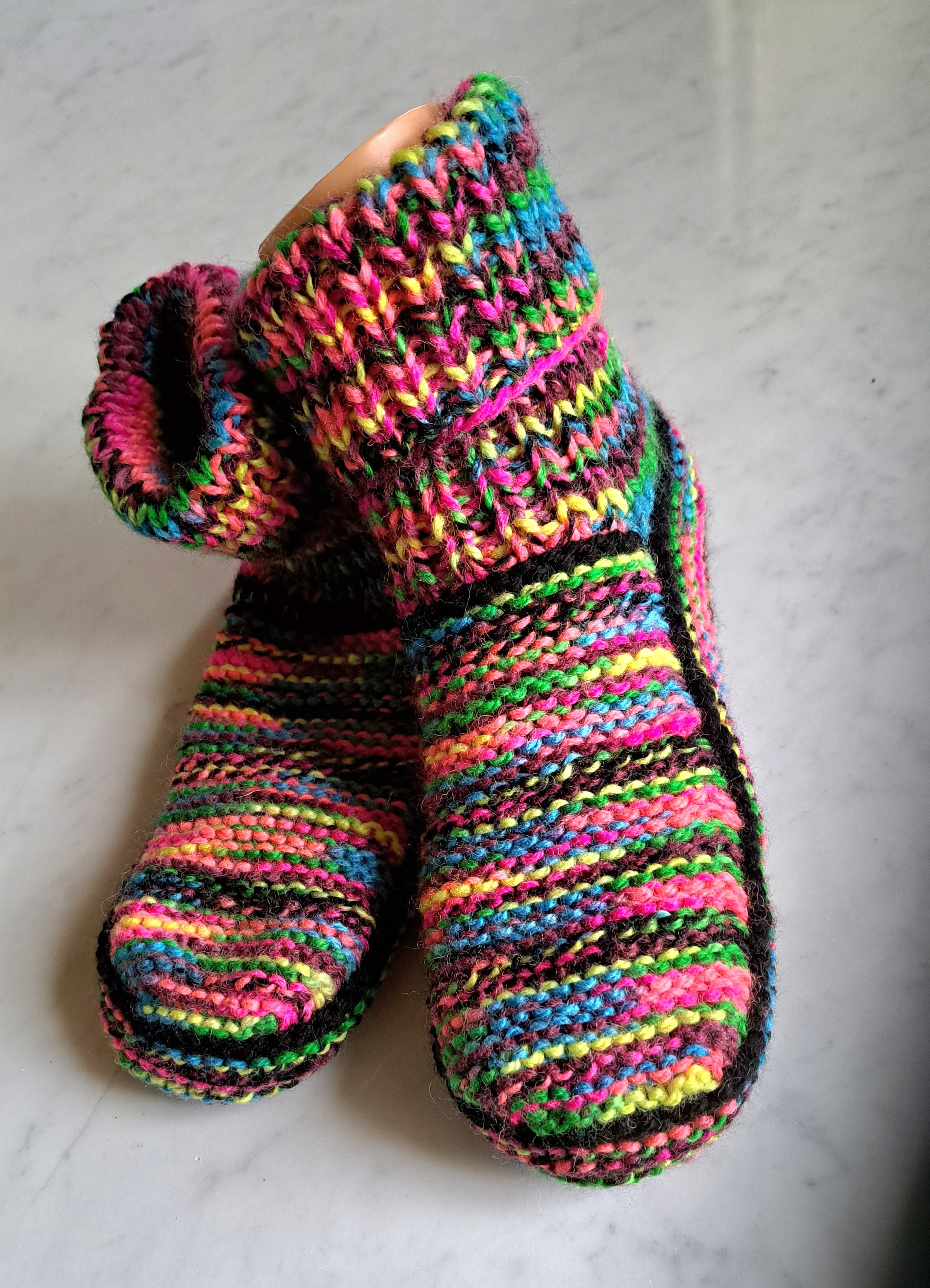 Lot 2 paires chaussettes homme laine peignée bandes colorées
