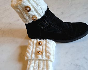 Hand-knitted boot cuff gaiters, size TU