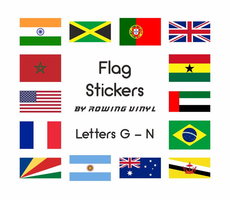 Flags of the World G-N gloss vinyl stickers, suitable for outdoor use image 1
