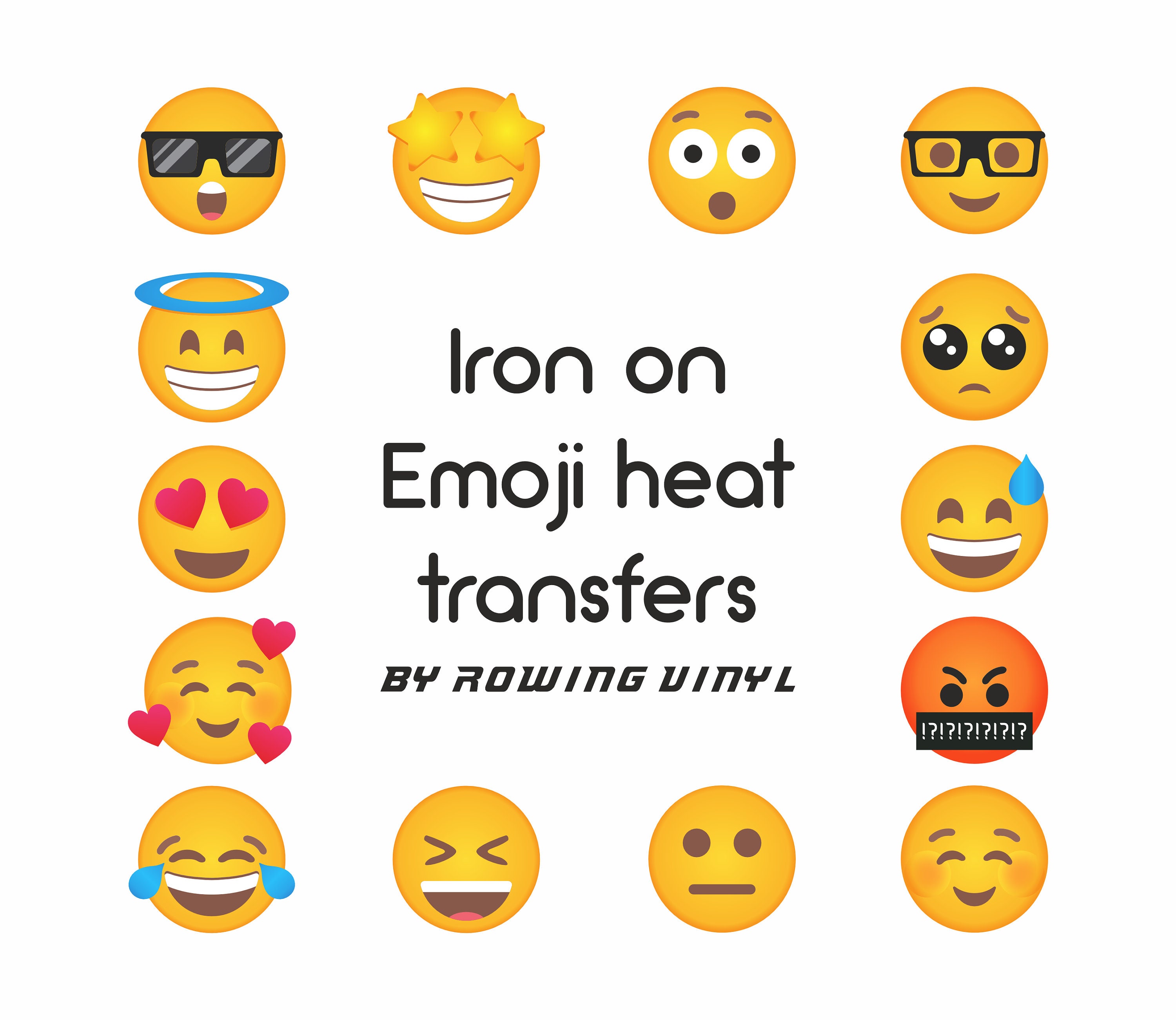 Emoji iron on heat transfers for fabrics