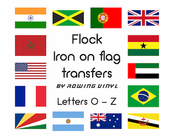 Flags of the World (O-Z) flock iron on heat transfers for fabrics