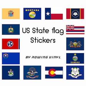 USA State flag gloss vinyl stickers, suitable for indoor and outdoor use