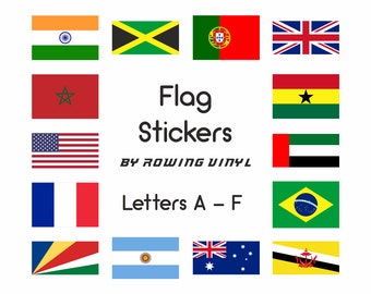 Pegatinas de vinilo brillo Banderas del Mundo (A-F), aptas para exteriores