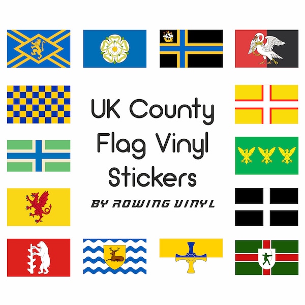 UK county flag gloss vinyl stickers, suitable for indoor and outdoor use