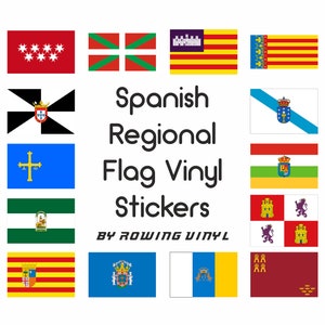 Spanish regional flag gloss vinyl stickers, suitable for indoor and outdoor use