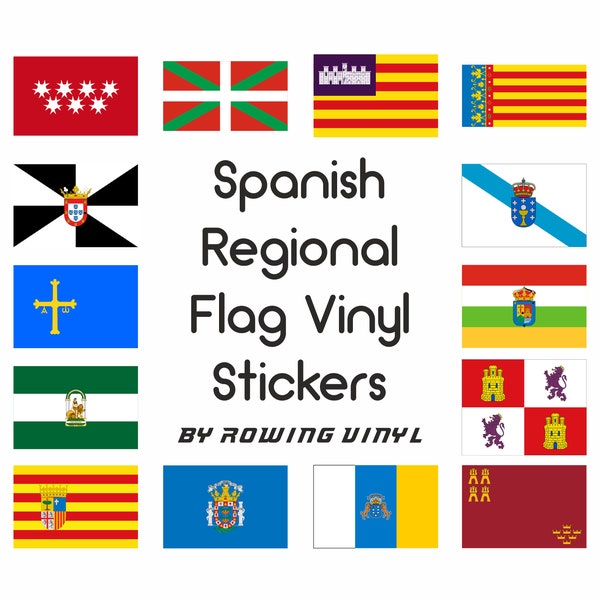 Pegatinas de vinilo brillo bandera autonómica de España, aptas para interior y exterior