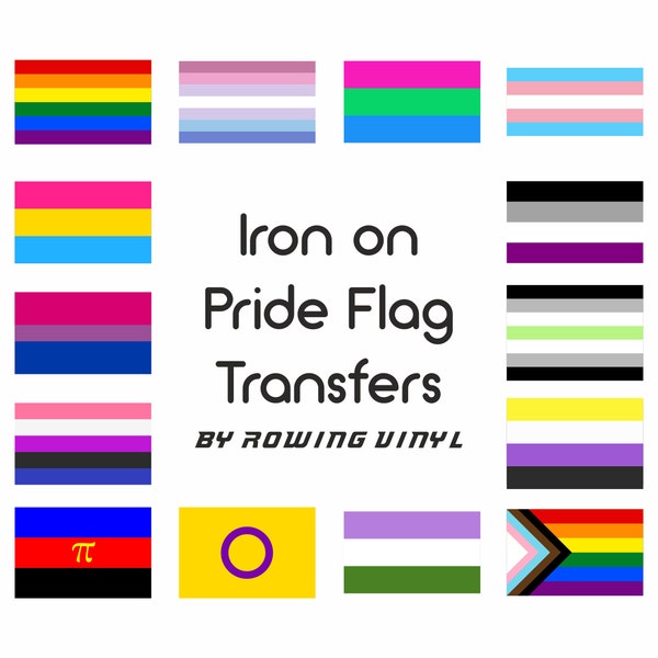 Pride flag iron on heat transfers for fabrics