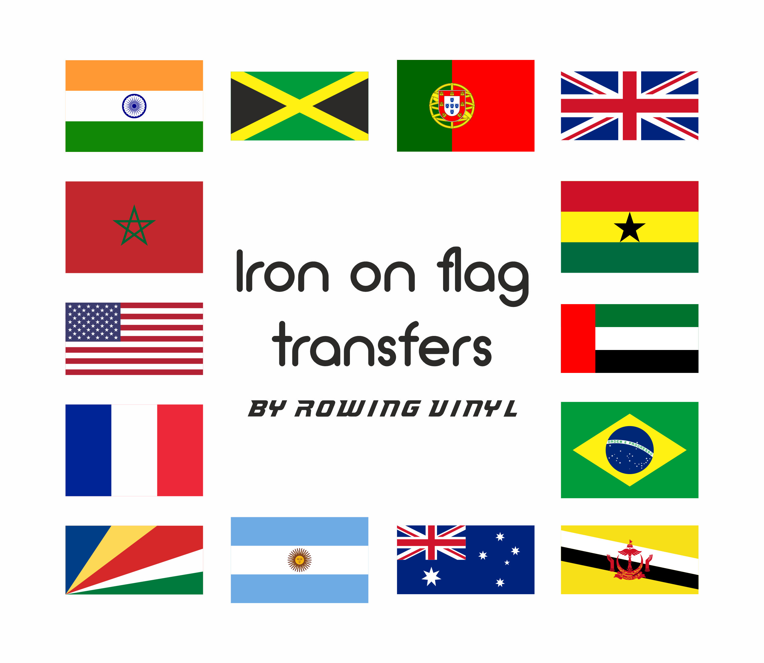 Flags of the World iron on heat transfers for fabrics