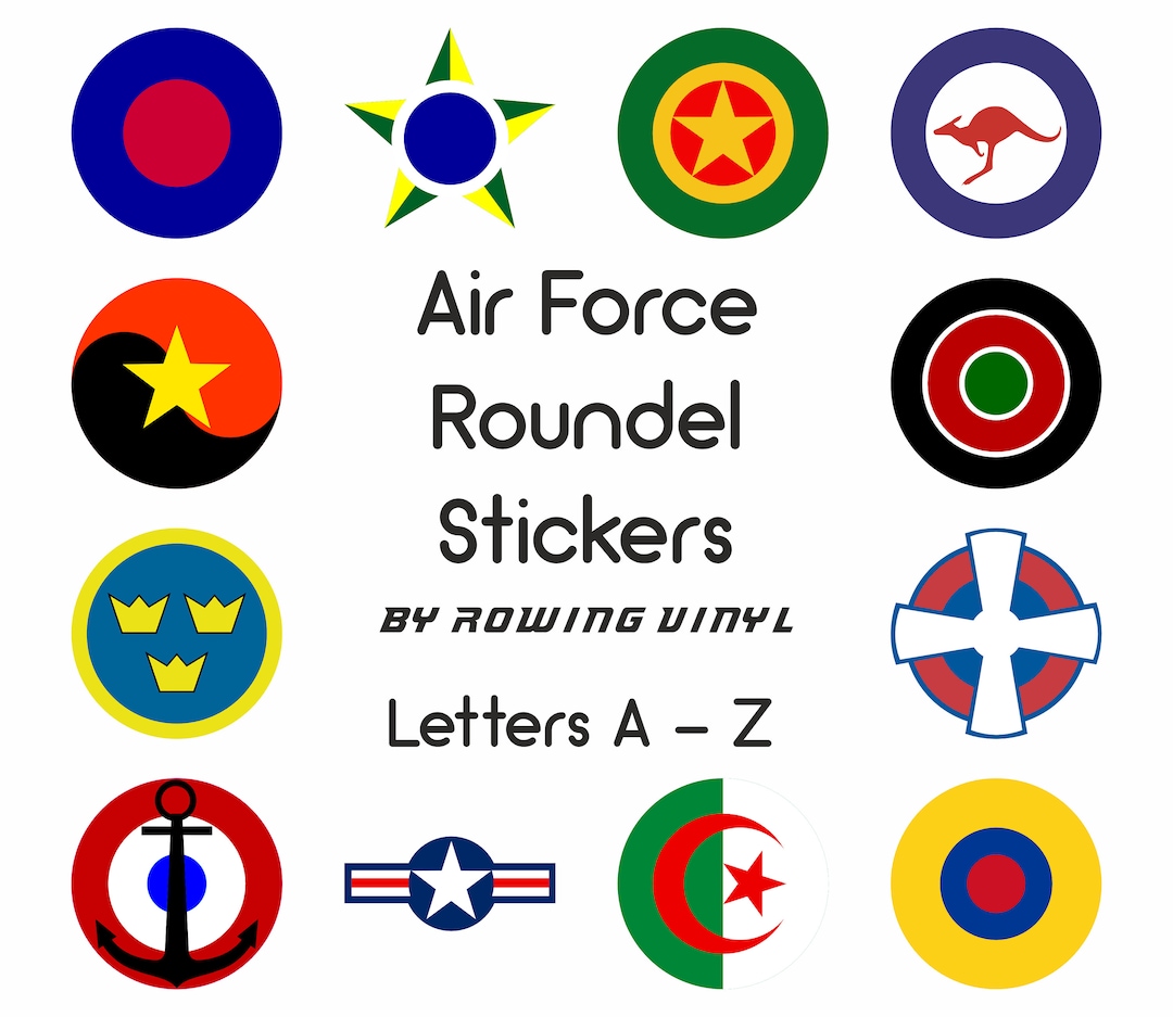 World Air Forces Roundels Gloss Vinyl Stickers, Suitable for Indoor and