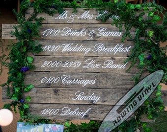 Custom wedding Order of Service vinyl stickers. Perfect for using on pallets, acrylic, mirrors, glass and wood.