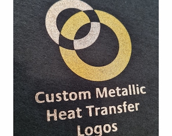 Custom metallic heat transfer logos and designs, 15 different colours available