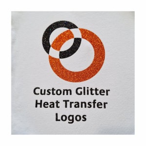 Custom glitter heat transfer logos and designs, 61 different colours available
