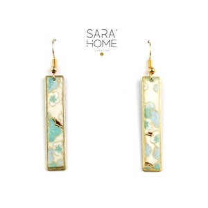 Japanese Flower Collection, Gold Plated Washi Paper Earrings, Sky Blu