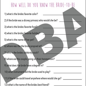 Bridal shower games PDF
