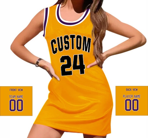 Custom Name Number Jersey Dress, Women Basketball Jersey Dress, Ladies Throwback Jersey Dress