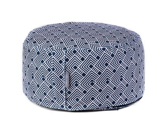 Celina Digby® Round Wheel Zafu Cushion Zen Meditation & Yoga Velvet Cover + 100% Cotton Inner with Buckwheat Hulls Wheel - Japanese Tile