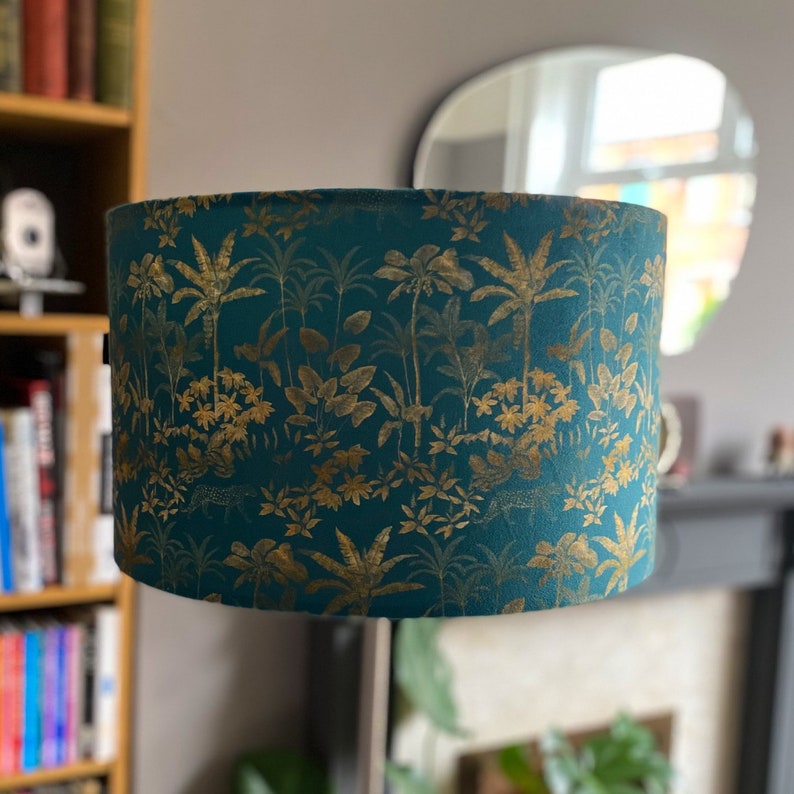 Celina Digby Luxury Super Soft Touch Velvet Lampshade Available for Ceiling Light, Standard Lamp or Table Lamp Rainforest Teal image 1