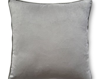 CLEARANCE Super Soft Velvet Piped Cushion Pillow, 43cm x 43cm (17"), with Matching Piping available with / without Inner Padding Silver Grey