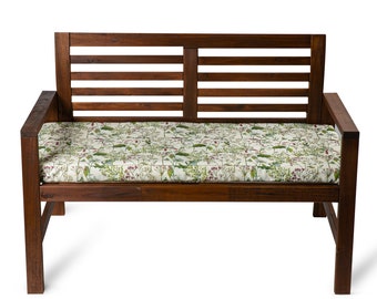 Celina Digby Garden Outdoor Water Resistant Bench Seat Pad Cushion, 2-Seater and 3-Seater Sizes, Optional Ties at Rear - Welsh Meadow